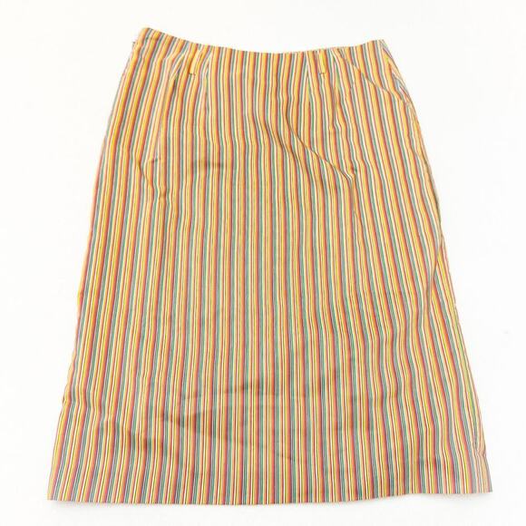 MAG Silk Striped Pencil Skirt Silk Cotton Blend Size 6 - Picture 2 of 6